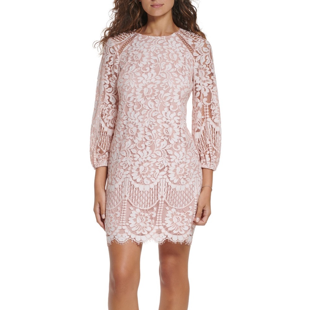 Vince Camuto  Lace Blouson-Sleeve Shift Dress